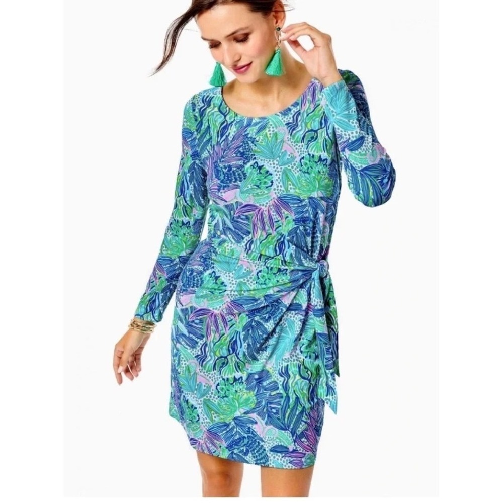 Lilly Pulitzer Bryson Jersey Dress M Holiday In The Sun MSRP $185